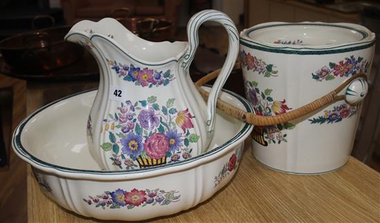 A Wedgwood Floral pattern five piece toilet set